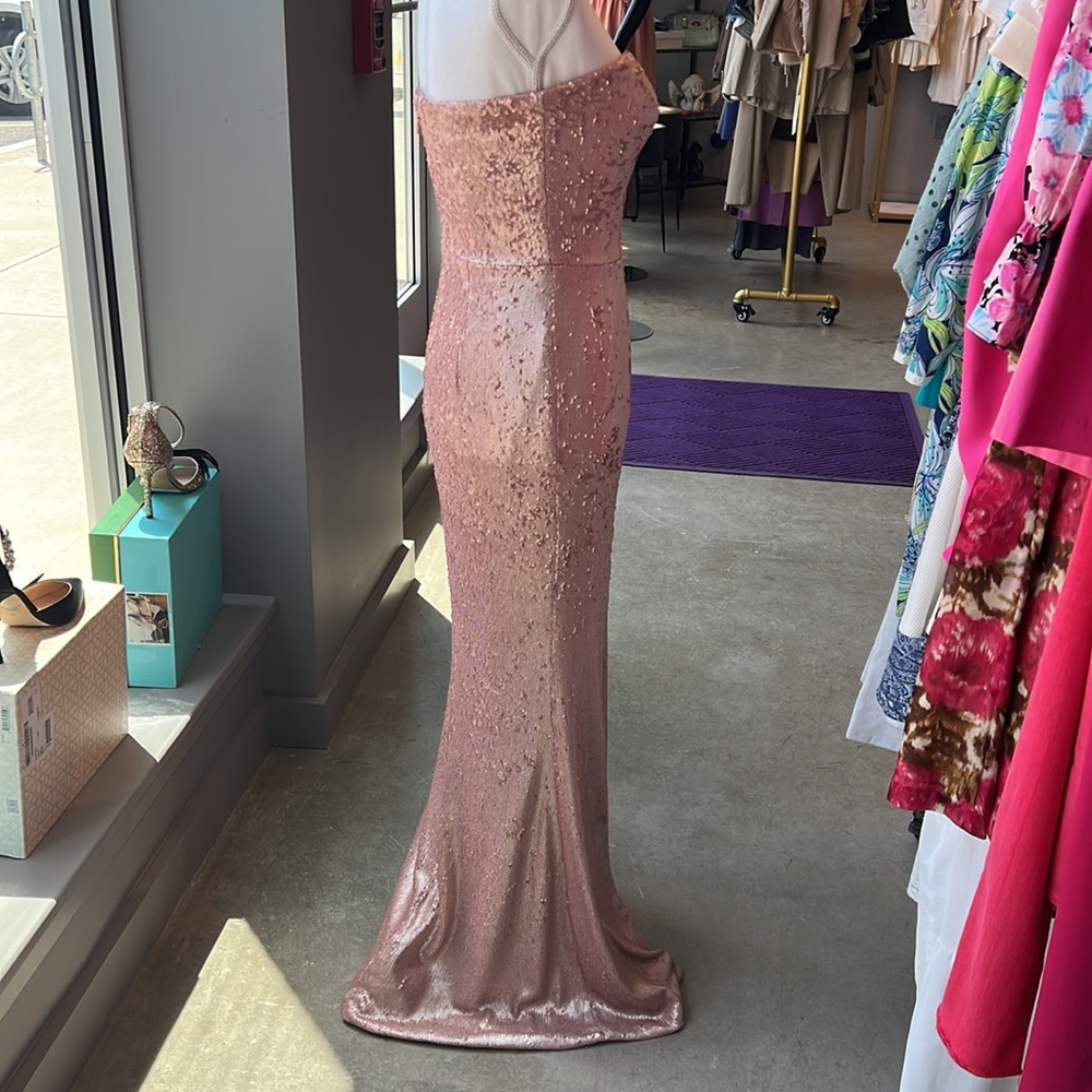 Dress the Population Ellen Strapless Blush Sequin Evening Dress - Picture 6 of 6